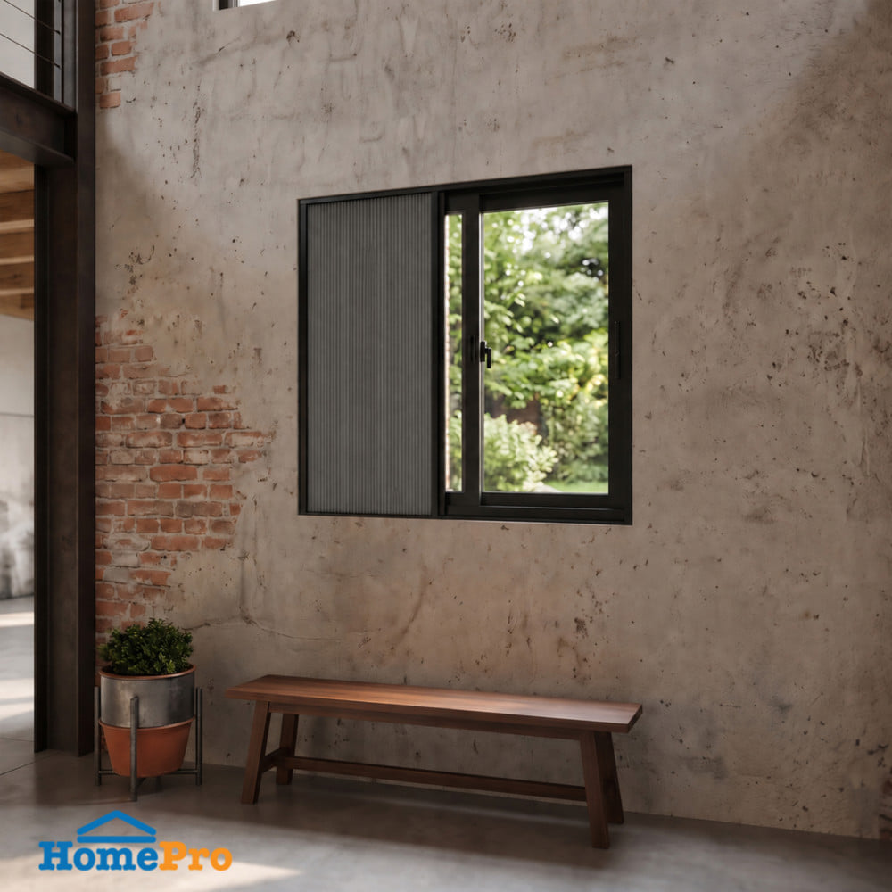 ชุดม่านจีบหน้าต่างอะลูมิเนียม พร้อมราง WINDOW ASIA 120x110 ซม. สีดำ