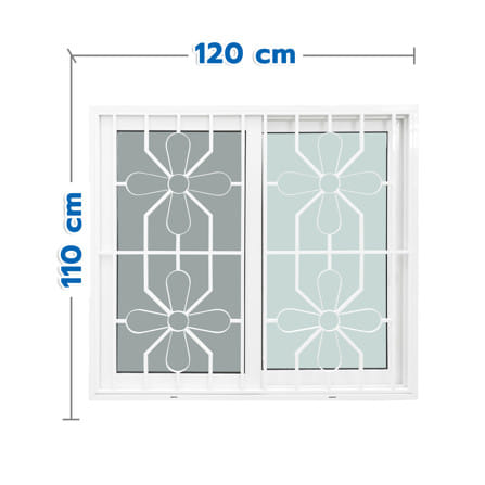 หน้าต่างบานเลื่อน UPVC S-S เหล็กดัด มุ้ง WINDOW ASIA ลายบัวตอง 120x110 ซม. สีขาว_0