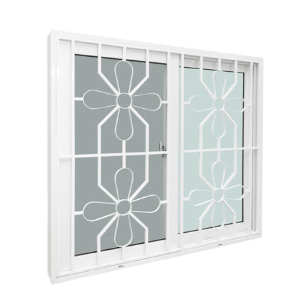 หน้าต่างบานเลื่อน UPVC S-S เหล็กดัด มุ้ง WINDOW ASIA ลายบัวตอง 120x110 ซม. สีขาว_1