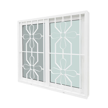 หน้าต่างบานเลื่อน UPVC S-S เหล็กดัด มุ้ง WINDOW ASIA ลายบัวตอง 120x110 ซม. สีขาว_2