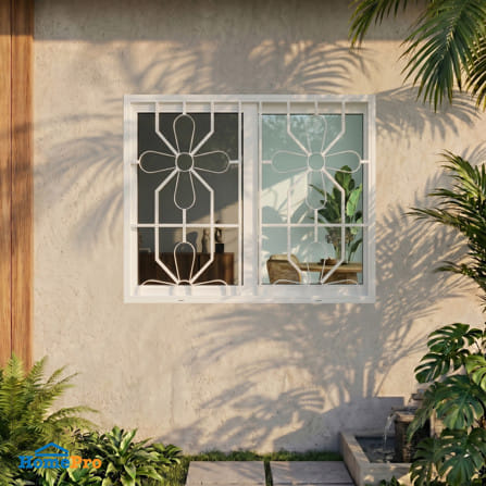 หน้าต่างบานเลื่อน UPVC S-S เหล็กดัด มุ้ง WINDOW ASIA ลายบัวตอง 120x110 ซม. สีขาว_4