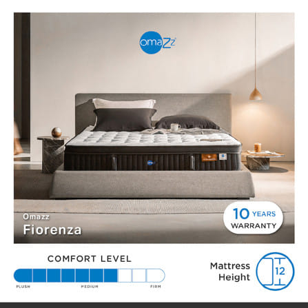 ที่นอนพ็อกเก็ตสปริง 6 ฟุต OMAZZ FIORENZA (พร้อมชุดเครื่องนอน 8 ชิ้น)_5