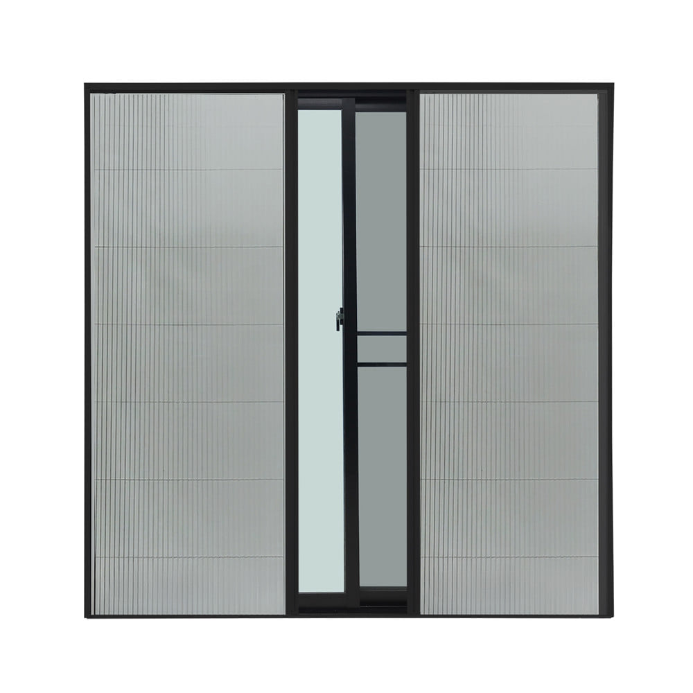 ชุดมุ้งจีบประตูอะลูมิเนียม พร้อมราง WINDOW ASIA 200x205 ซม. สีดำ