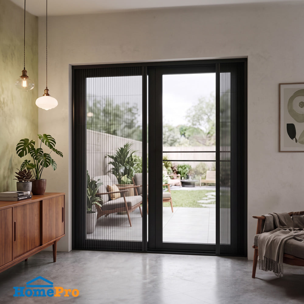 ชุดมุ้งจีบประตูอะลูมิเนียม พร้อมราง WINDOW ASIA 200x205 ซม. สีดำ