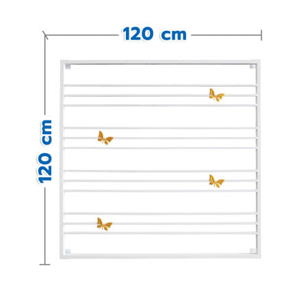 เหล็กดัดหน้าต่าง MHOLARN ลายผีเสื้อทอง 120x120 ซม. สีขาว_0