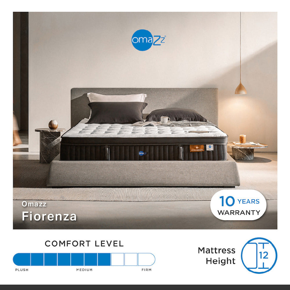 ที่นอนพ็อกเก็ตสปริง 3.5 ฟุต OMAZZ FIORENZA (พร้อมชุดเครื่องนอน 6 ชิ้น)
