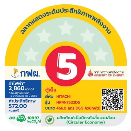 ตู้เย็น MULTI DOOR HITACHI HR4N7522DSGBTH 16.5 คิว กระจกดำ อินเวอร์เตอร์_3