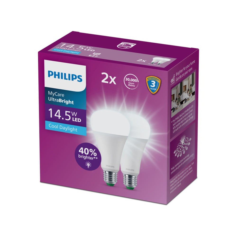 หลอด LED PHILIPS A75 ULTRA 14.5 วัตต์ DAYLIGHT E27 (แพ็ก 2 ชิ้น)