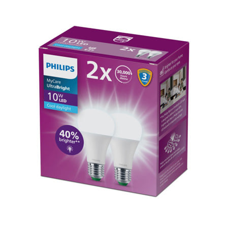 หลอด LED PHILIPS A60 ULTRA 10 วัตต์ DAYLIGHT E27 (แพ็ก 2 ชิ้น)_2