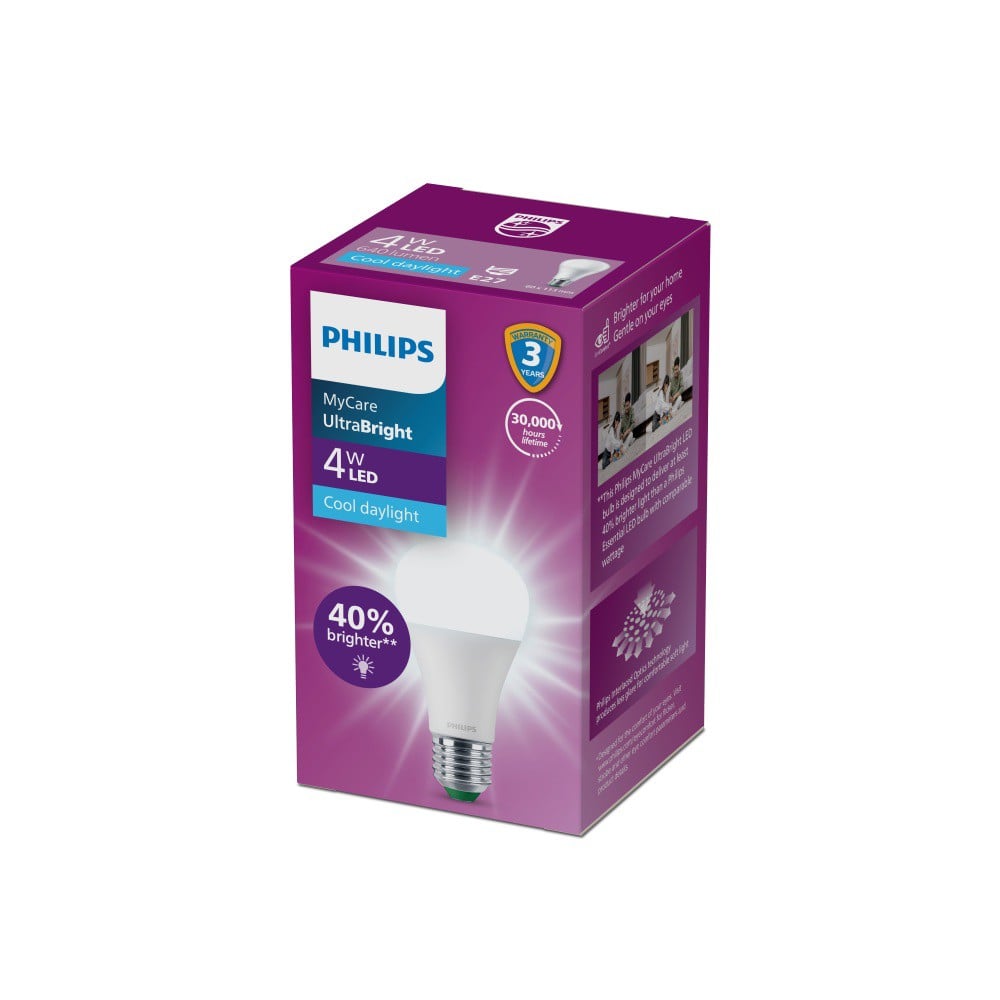 หลอด LED PHILIPS A60 ULTRA 4 วัตต์ DAYLIGHT E27