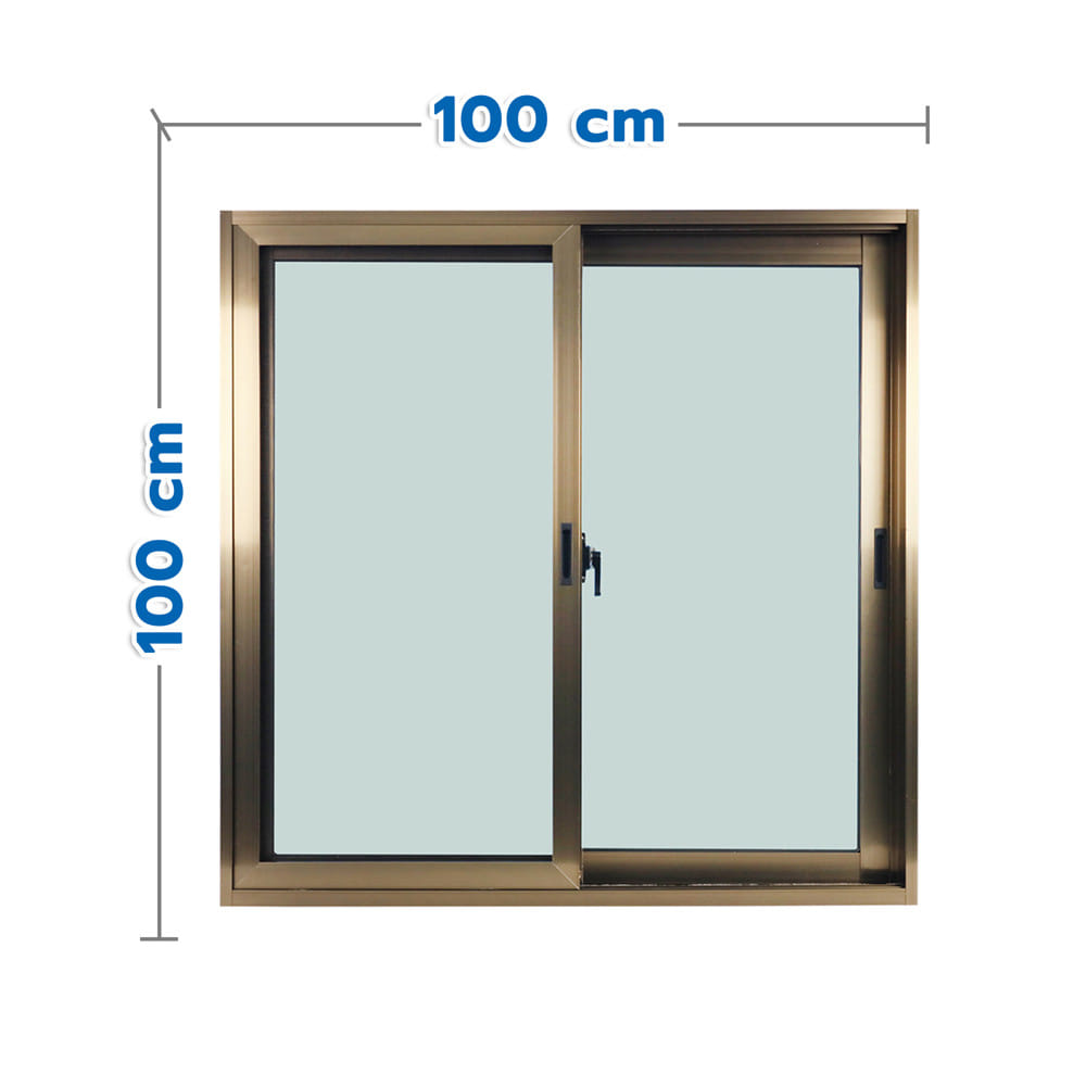 หน้าต่างบานเลื่อน อะลูมิเนียม S-S WINDOW ASIA ECO 100x100 ซม. สีชา
