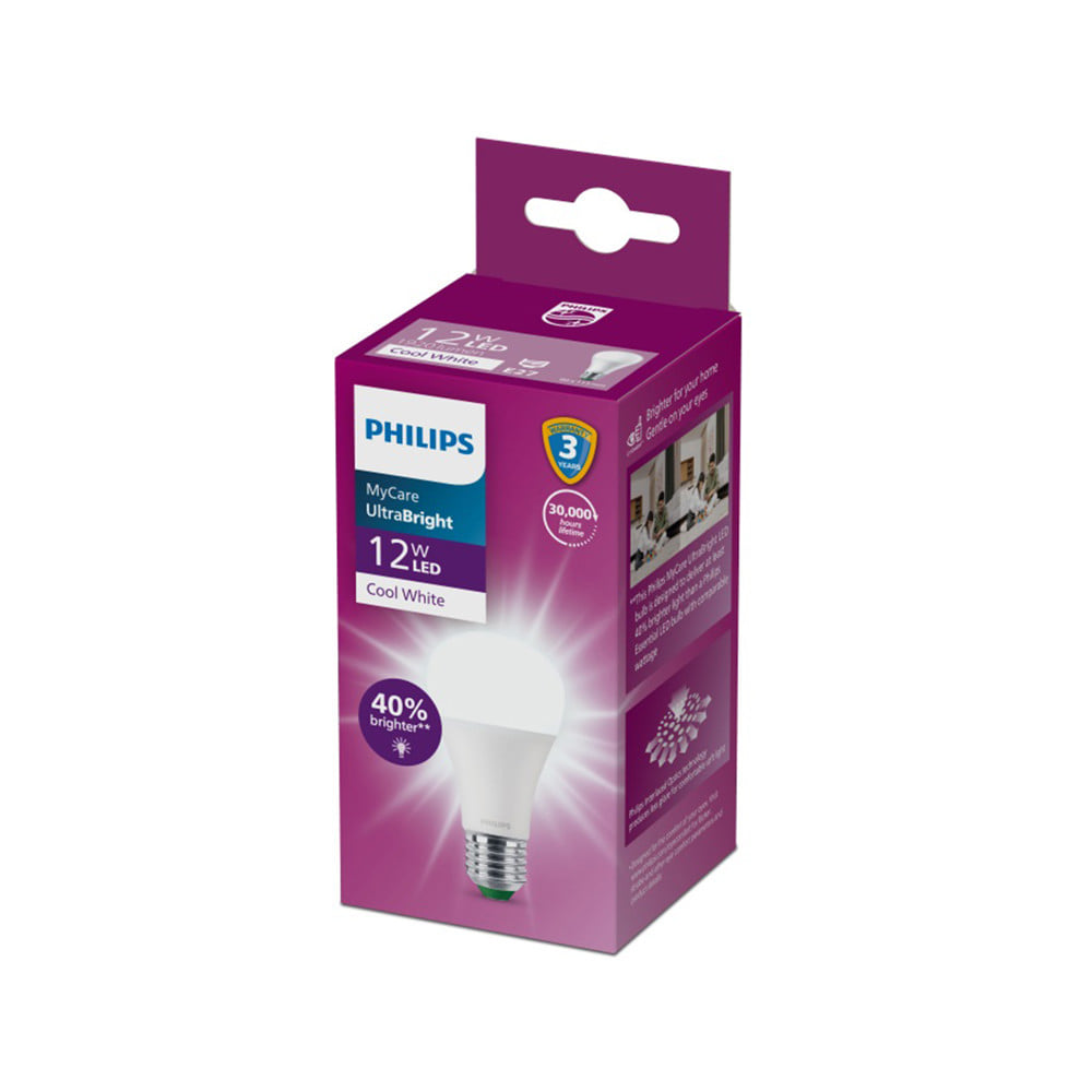 หลอด LED PHILIPS A60 ULTRA 12 วัตต์ COOL WHITE E27