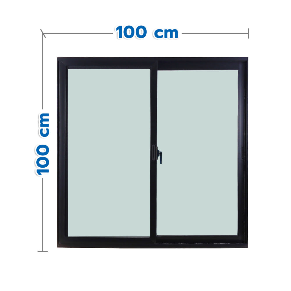 หน้าต่างบานเลื่อน อะลูมิเนียม S-S WINDOW ASIA ECO 100x100 ซม. สีดำ