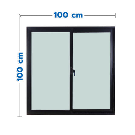 หน้าต่างบานเลื่อน อะลูมิเนียม S-S WINDOW ASIA ECO 100x100 ซม. สีดำ_0