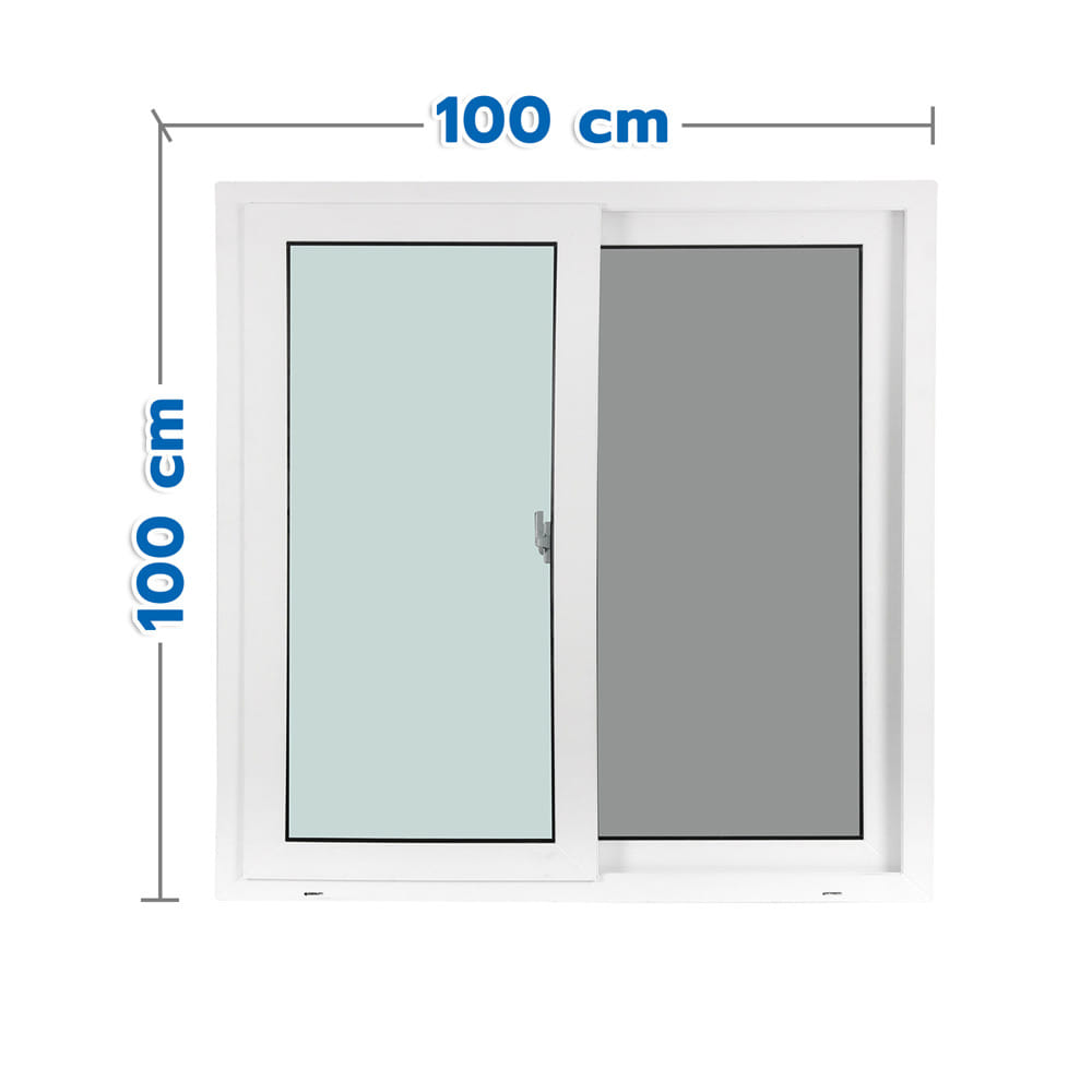 หน้าต่างบานเลื่อน UPVC S-S มุ้ง WINDOW ASIA ECO60 100x100 ซม. สีขาว