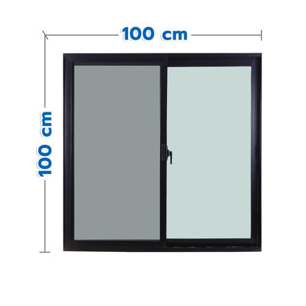หน้าต่างบานเลื่อน อะลูมิเนียม S-S มุ้ง WINDOW ASIA ECO 100x100 ซม. สีดำ_0
