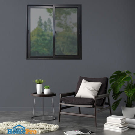 หน้าต่างบานเลื่อน อะลูมิเนียม S-S มุ้ง WINDOW ASIA ECO 100x100 ซม. สีดำ_4
