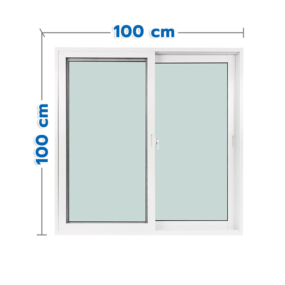 หน้าต่างบานเลื่อน อะลูมิเนียม S-S WINDOW ASIA ECO 100x100 ซม. สีขาว
