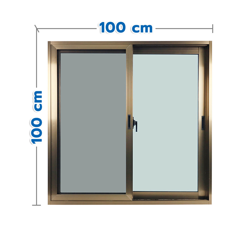หน้าต่างบานเลื่อน อะลูมิเนียม S-S มุ้ง WINDOW ASIA ECO 100x100 ซม. สีชา