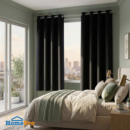 ผ้าม่าน EYELET HOME LIVING STYLE LOFT UV 130x160 ซม. สีดำ_4