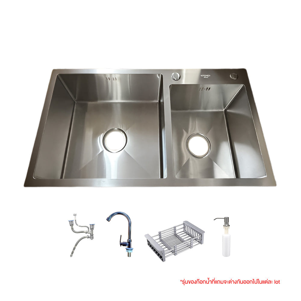 ซิงค์ฝัง 2 หลุม S-FLO P2184 SF-304 8245 สีเงิน