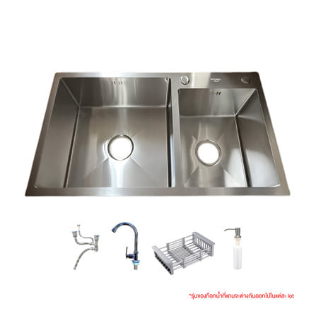ซิงค์ฝัง 2 หลุม S-FLO P2184 SF-304 8245 สีเงิน_0