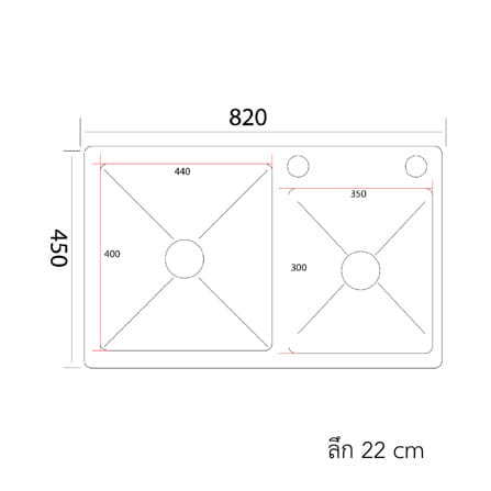 ซิงค์ฝัง 2 หลุม S-FLO P2184 SF-304 8245 สีเงิน_4