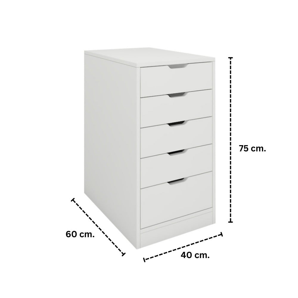 ตู้ลิ้นชัก 5 ลิ้นชัก KONCEPT VANITY 19250863 40 ซม. สีขาว