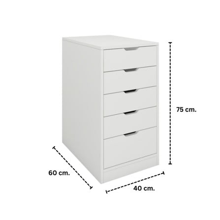ตู้ลิ้นชัก 5 ลิ้นชัก KONCEPT VANITY 19250863 40 ซม. สีขาว_4