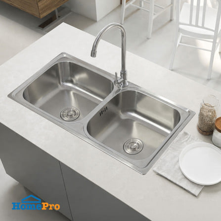ซิงค์ฝัง 2 หลุม AXIA PP 2B100 SV สีเงิน_3