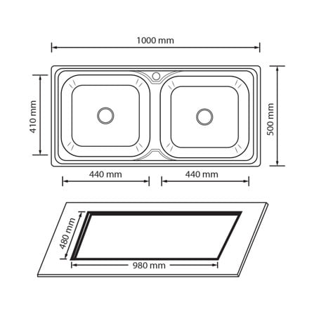 ซิงค์ฝัง 2 หลุม AXIA PP 2B100 SV สีเงิน_4
