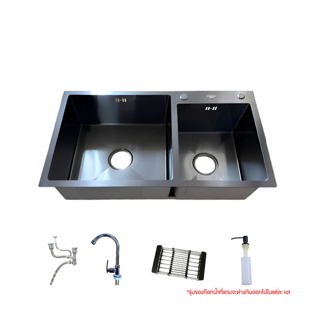 ซิงค์ฝัง 2 หลุม S-FLO P2206 SF-304 8245B สีดำ