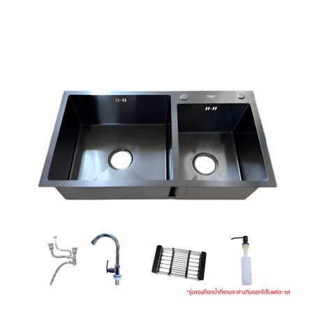 ซิงค์ฝัง 2 หลุม S-FLO P2206 SF-304 8245B สีดำ_0