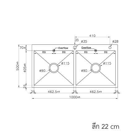 ซิงค์ฝัง 2 หลุม S-FLO P2179  10050DTB เงิน_3