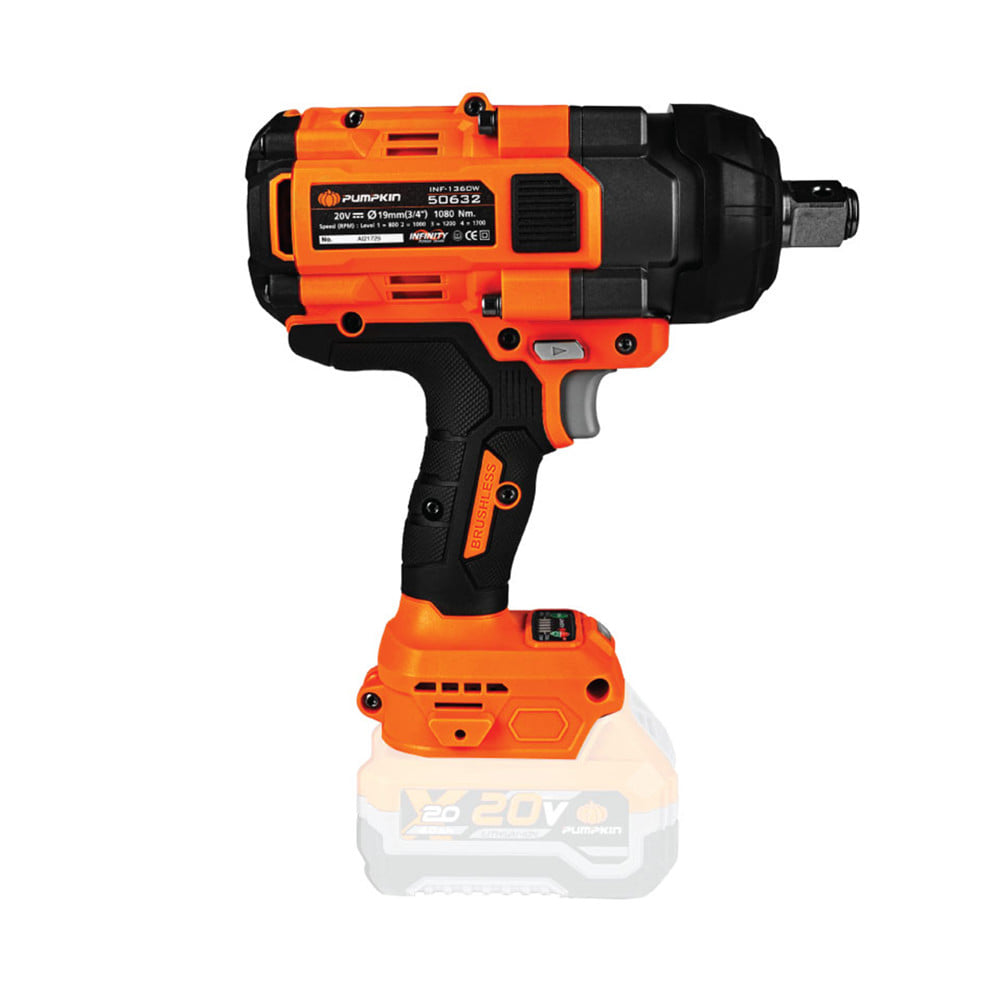 บล็อกกระแทกไร้สาย (เฉพาะตัวเครื่อง) PUMPKIN 50632 INF-1360W 20 โวลต์