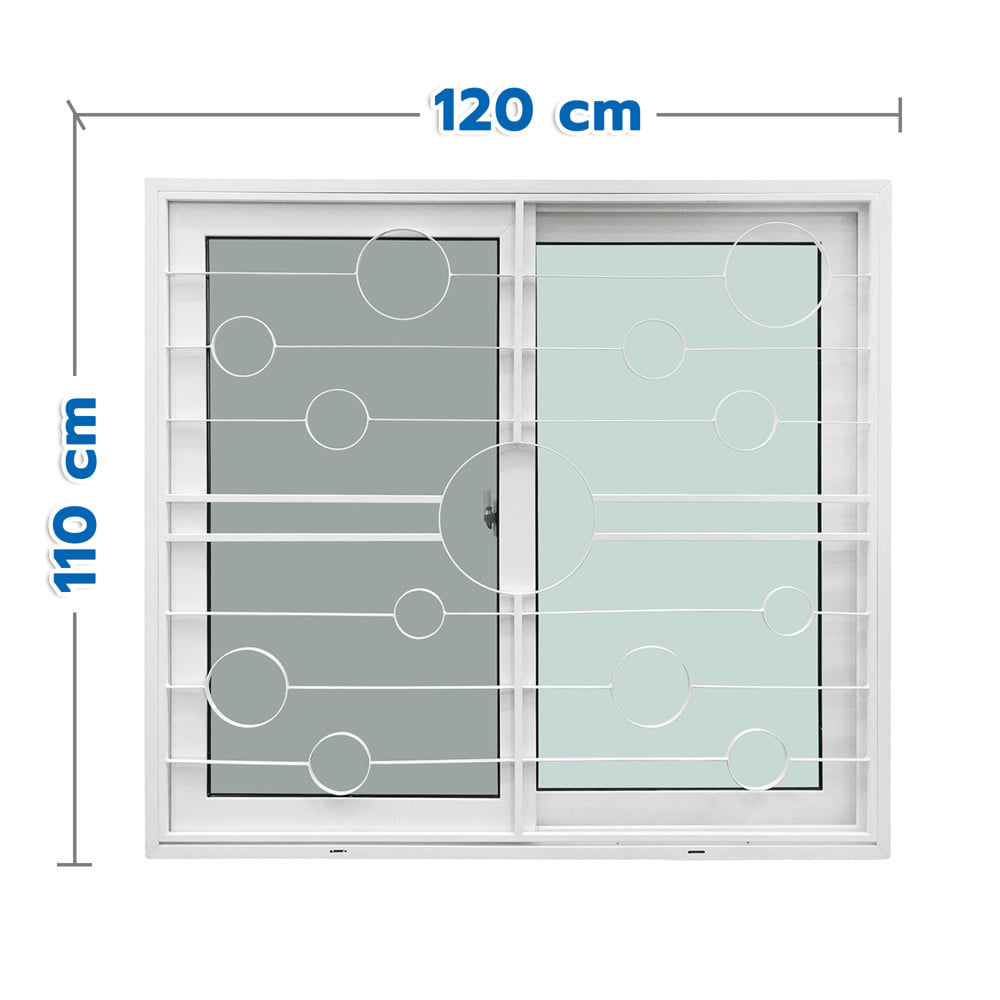 หน้าต่างบานเลื่อน UPVC S-S เหล็กดัด มุ้ง WINDOW ASIA ลายบอลลูน 120x110 ซม. สีขาว