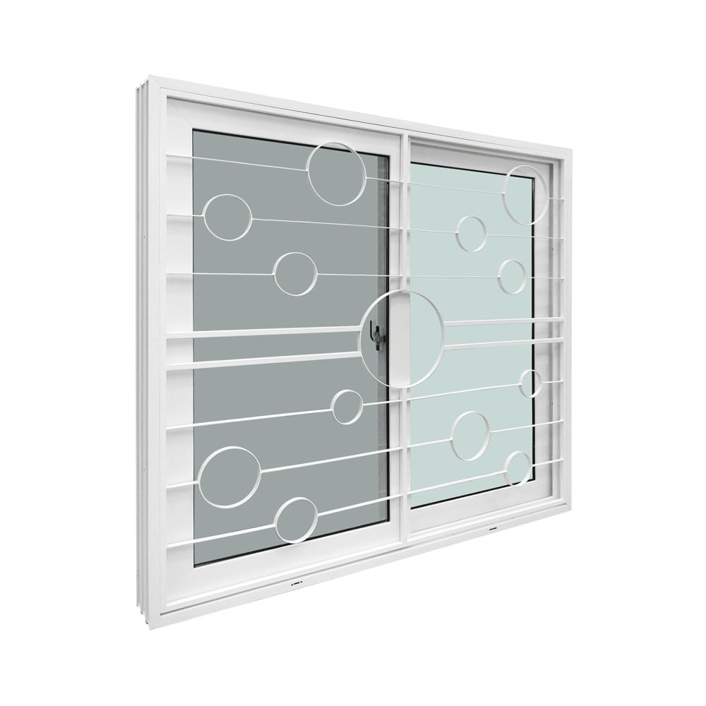 หน้าต่างบานเลื่อน UPVC S-S เหล็กดัด มุ้ง WINDOW ASIA ลายบอลลูน 120x110 ซม. สีขาว