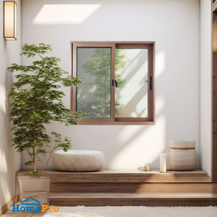 หน้าต่างบานเลื่อน อะลูมิเนียม S-S มุ้ง WINDOW ASIA F10 120x110 ซม. สีน้ำตาลลายไม้_4