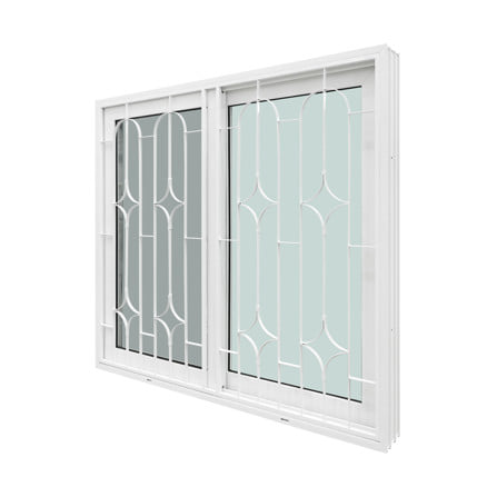 หน้าต่างบานเลื่อน UPVC S-S เหล็กดัด มุ้ง WINDOW ASIA ลายข้าวหลามตัด 120x110 ซม. สีขาว_1