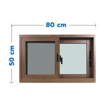หน้าต่างบานเลื่อน อะลูมิเนียม S-S มุ้ง WINDOW ASIA 80x50 ซม. สีน้ำตาลลายไม้_0