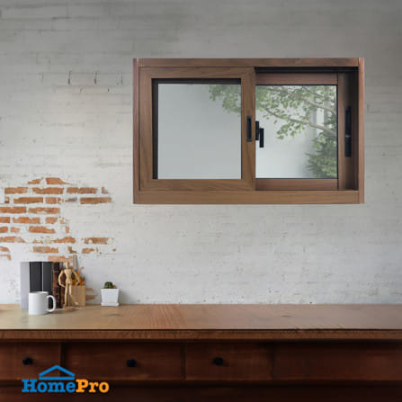 หน้าต่างบานเลื่อน อะลูมิเนียม S-S มุ้ง WINDOW ASIA 80x50 ซม. สีน้ำตาลลายไม้_4