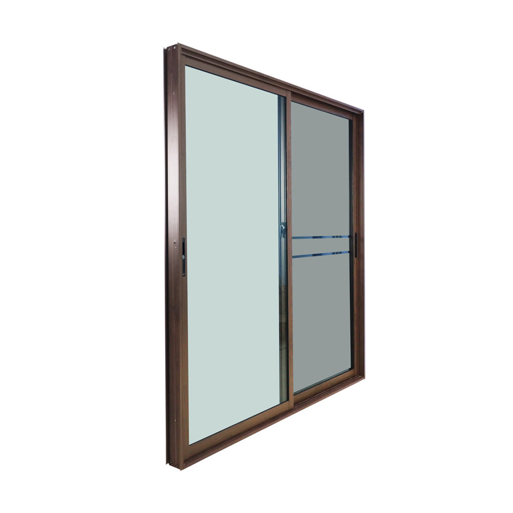 ประตูบานเลื่อน อะลูมิเนียม S-S มุ้ง WINDOW ASIA F10 200x205 ซม. สีน้ำตาลลายไม้