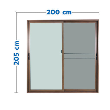 ประตูบานเลื่อน อะลูมิเนียม S-S มุ้ง WINDOW ASIA F10 200x205 ซม. สีน้ำตาลลายไม้_0