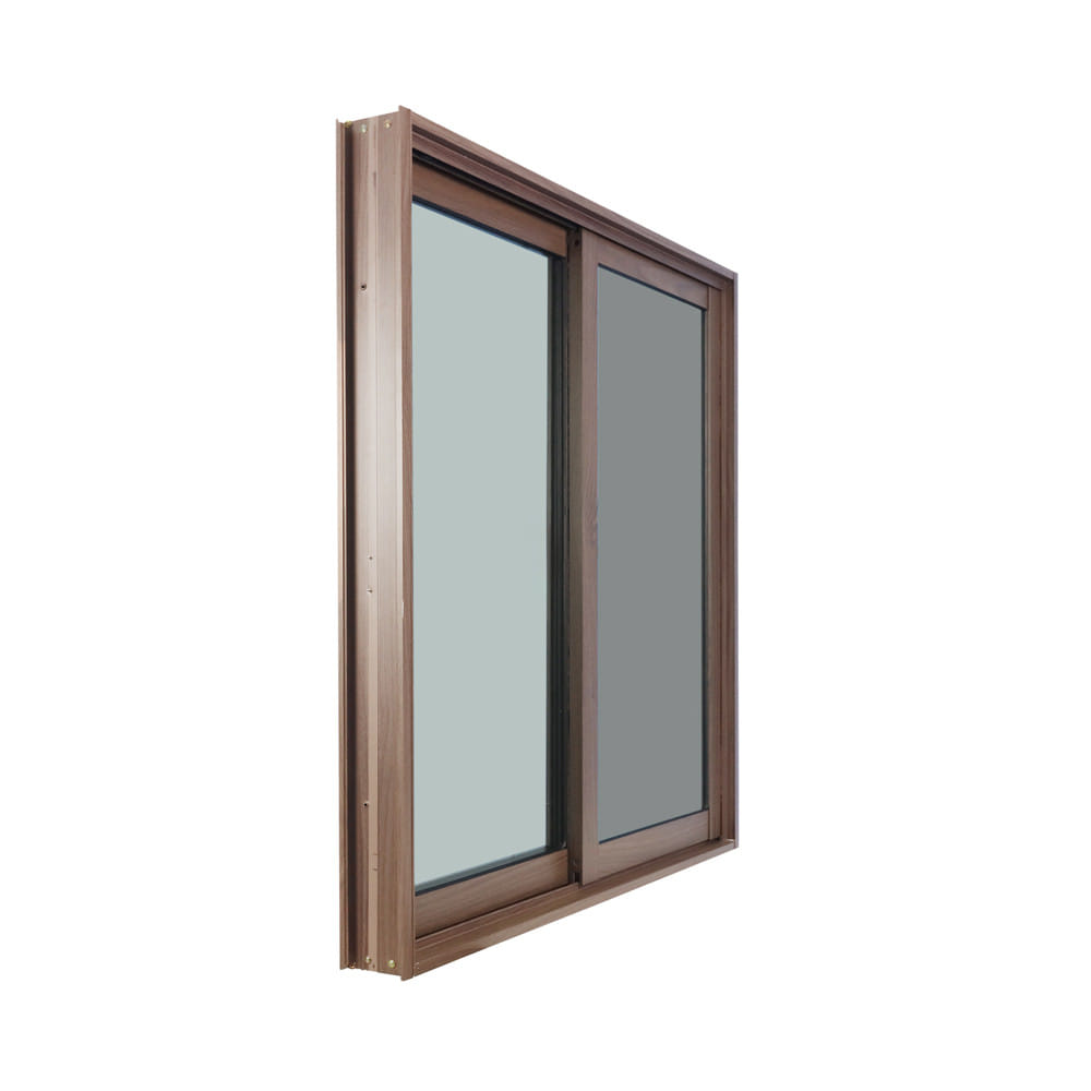 หน้าต่างบานเลื่อน อะลูมิเนียม S-S มุ้ง WINDOW ASIA 100x110 ซม. สีน้ำตาลลายไม้