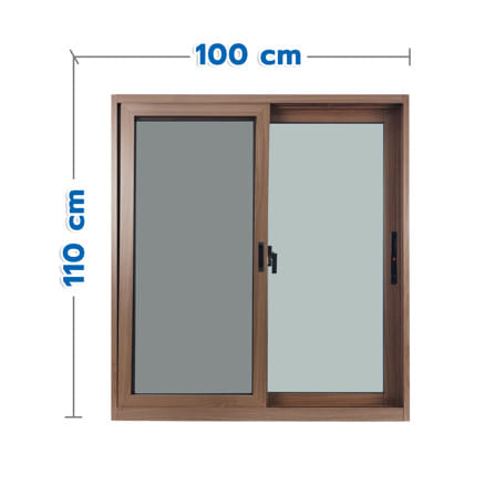 หน้าต่างบานเลื่อน อะลูมิเนียม S-S มุ้ง WINDOW ASIA 100x110 ซม. สีน้ำตาลลายไม้_0