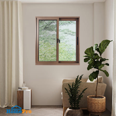 หน้าต่างบานเลื่อน อะลูมิเนียม S-S มุ้ง WINDOW ASIA 100x110 ซม. สีน้ำตาลลายไม้_4