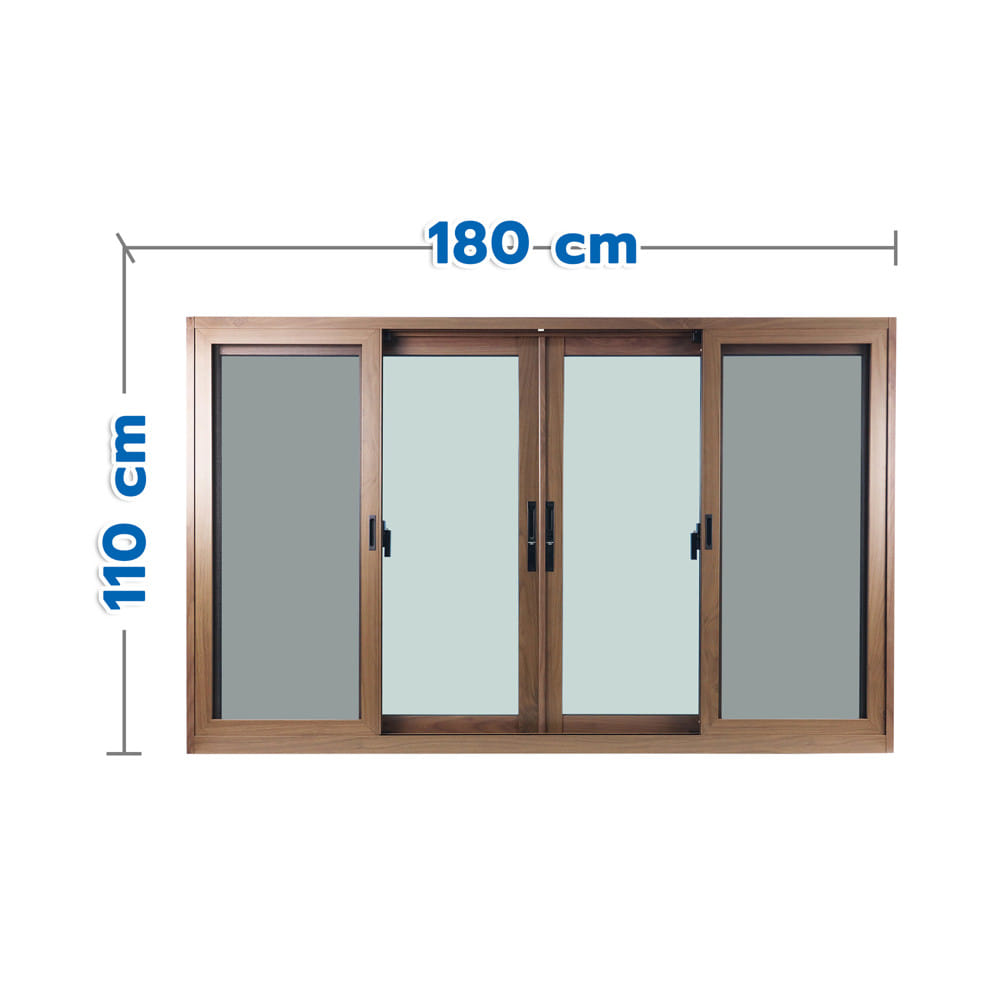 หน้าต่างบานเลื่อน อะลูมิเนียม F-S-S-F มุ้ง WINDOW ASIA 180x110 ซม. สีลายไม้