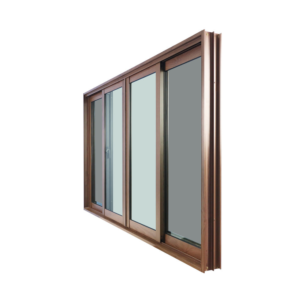 หน้าต่างบานเลื่อน อะลูมิเนียม F-S-S-F มุ้ง WINDOW ASIA 180x110 ซม. สีลายไม้