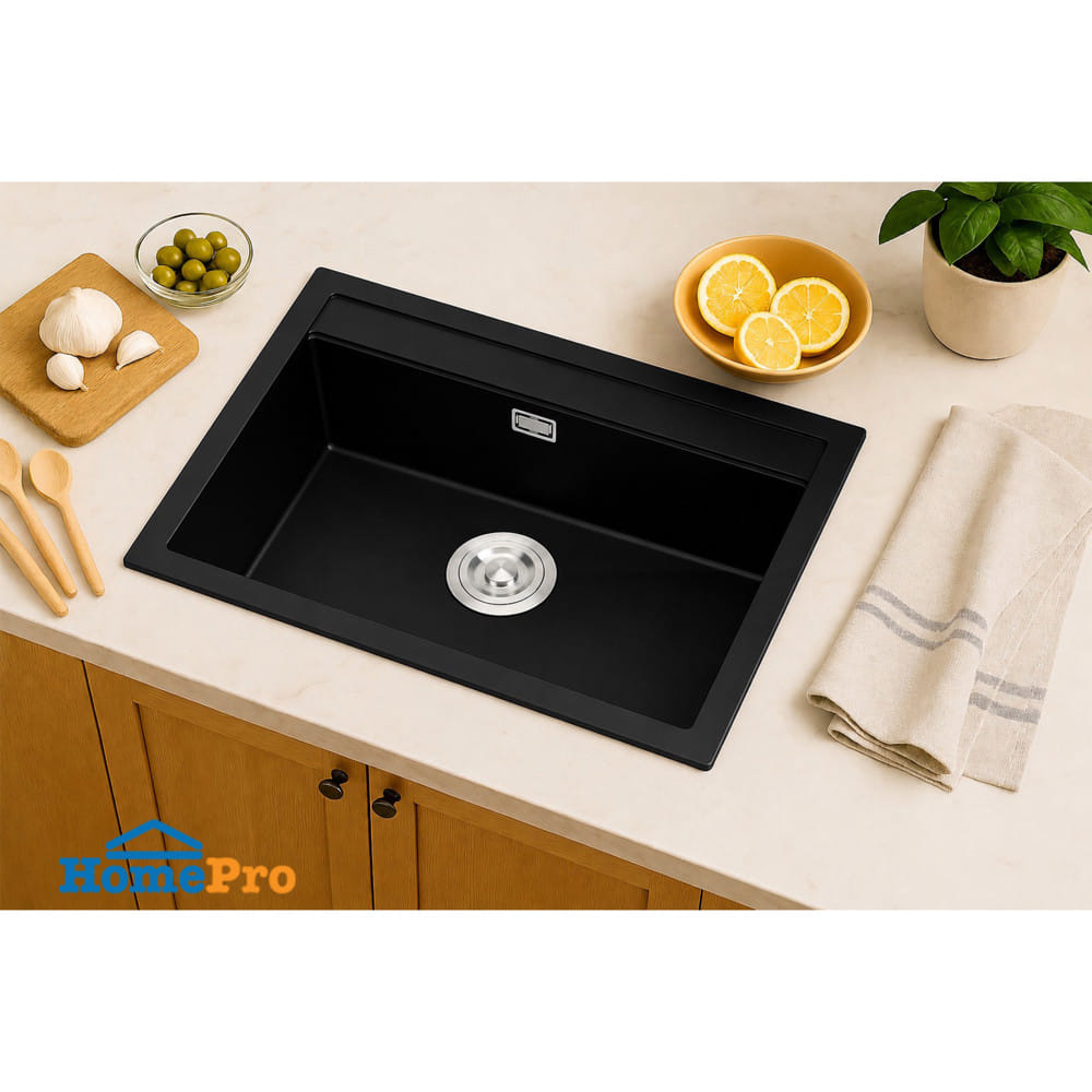 ซิงค์ฝัง 1 หลุม HAFELE STONEQ 495.39.636 สีดำ