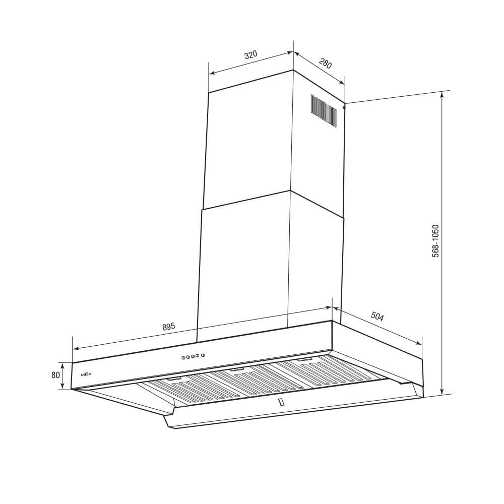 เครื่องดูดควันกระโจม MEX K632BFB90E 90 ซม.
